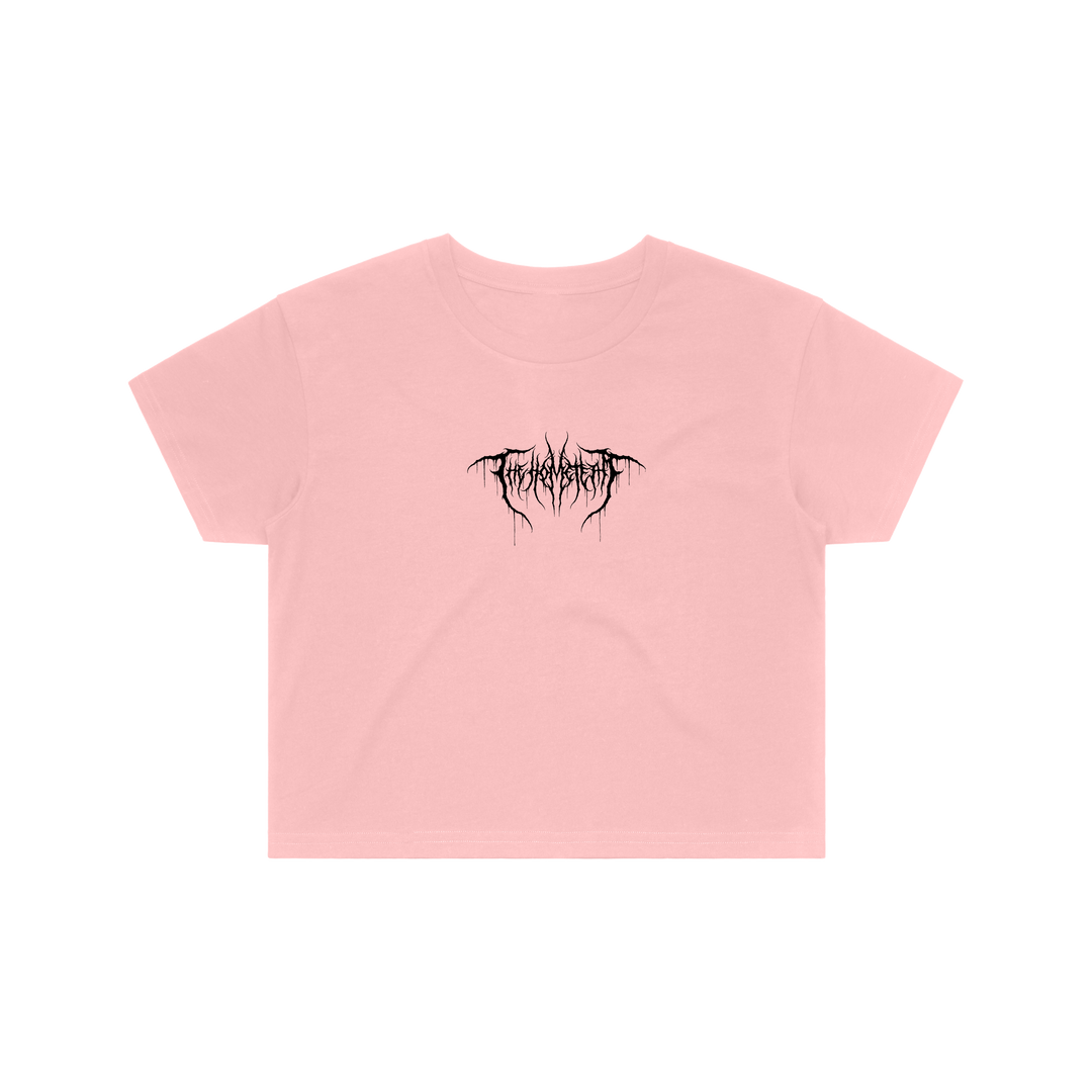 Pink Black Metal Crop Top