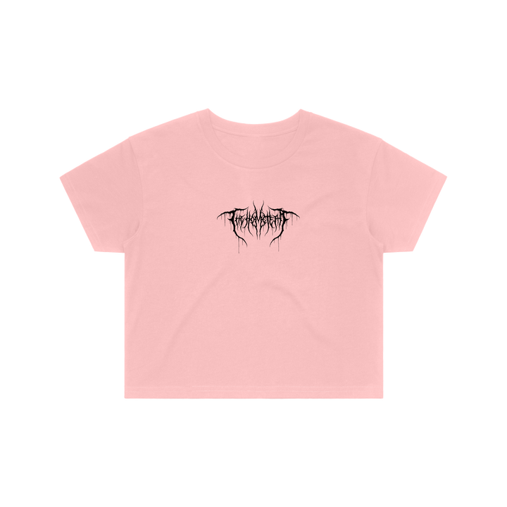 Pink Black Metal Crop Top